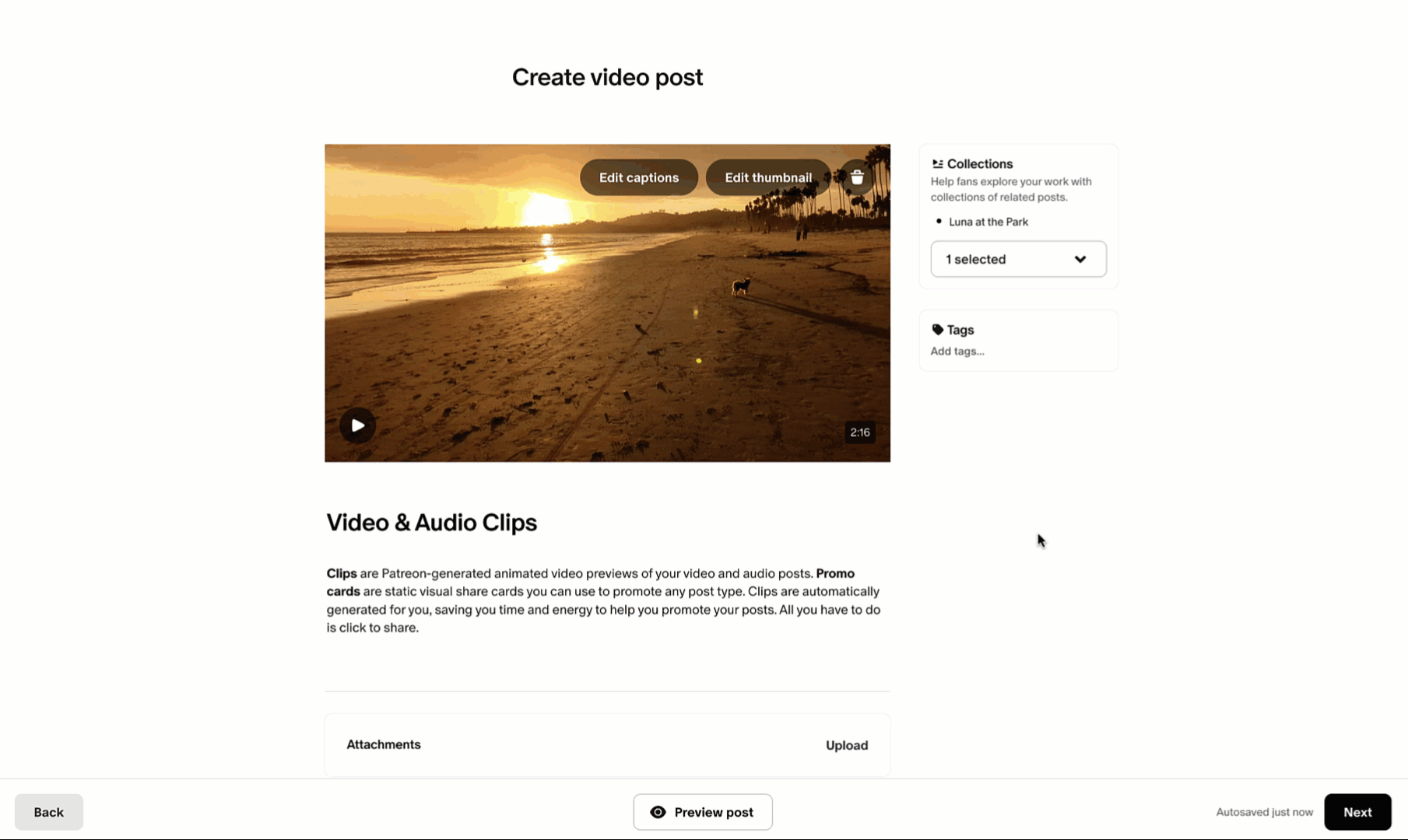 GIF demonstrates how video clips show up for fans when you share them on your socials.