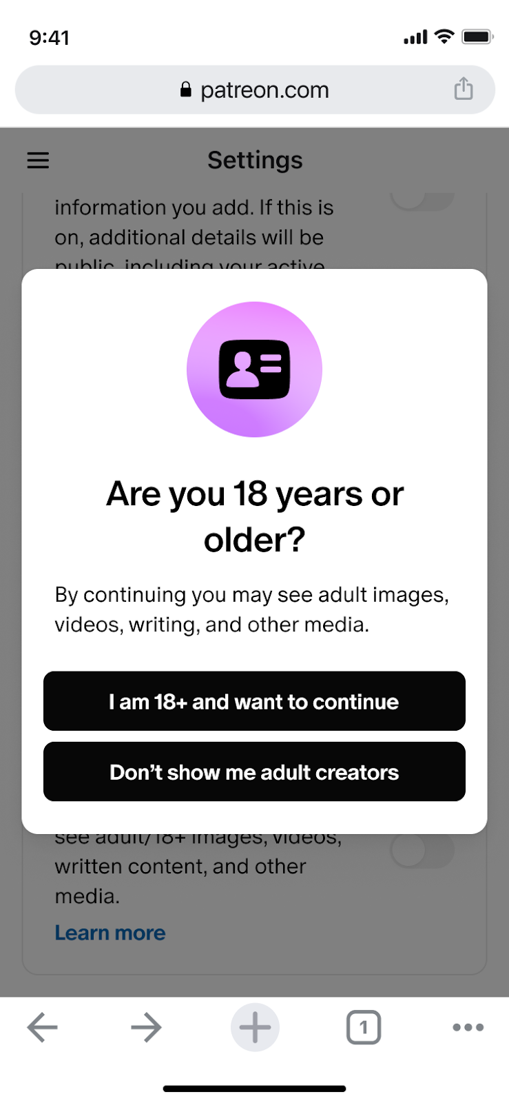 Confirmation pop-up