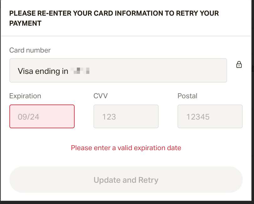 Enter valid credit Card. Retry перевод. LC payment перевод.